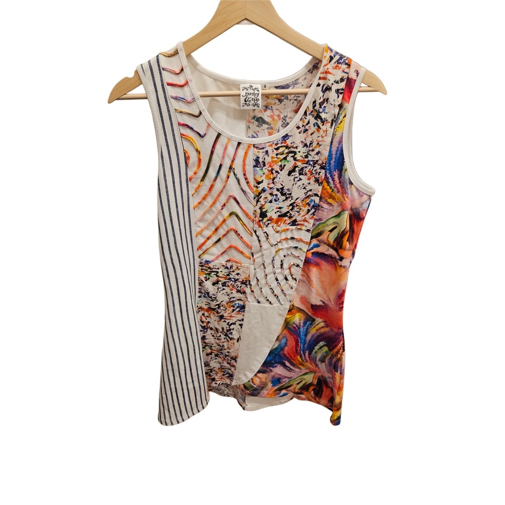 Parsley & Sage Patchwork Tank Top Women's Small Abstract Print Small Cotton